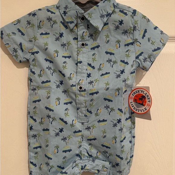 Beach Vans & Palm Trees One Piece Outfit, Baby Boy 6-9 Months Romper Outfit - Picture 2 of 10